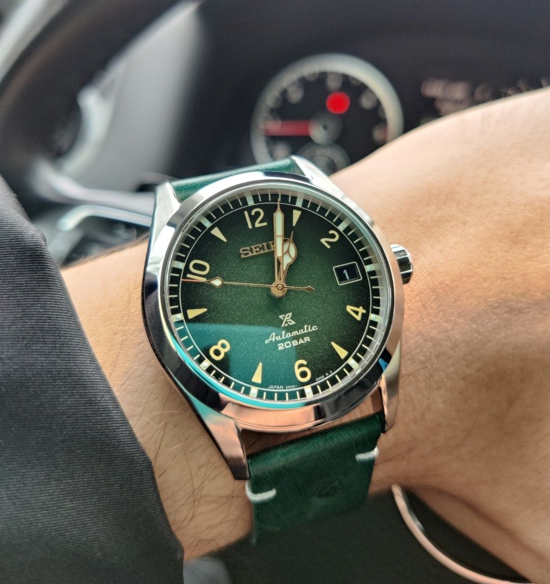Curea ceas 20mm, din piele de struț (Ostrich skin), green