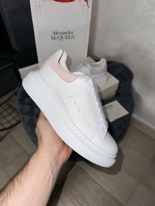 Alexander McQueen Oversized White Light Pink Snakeskin