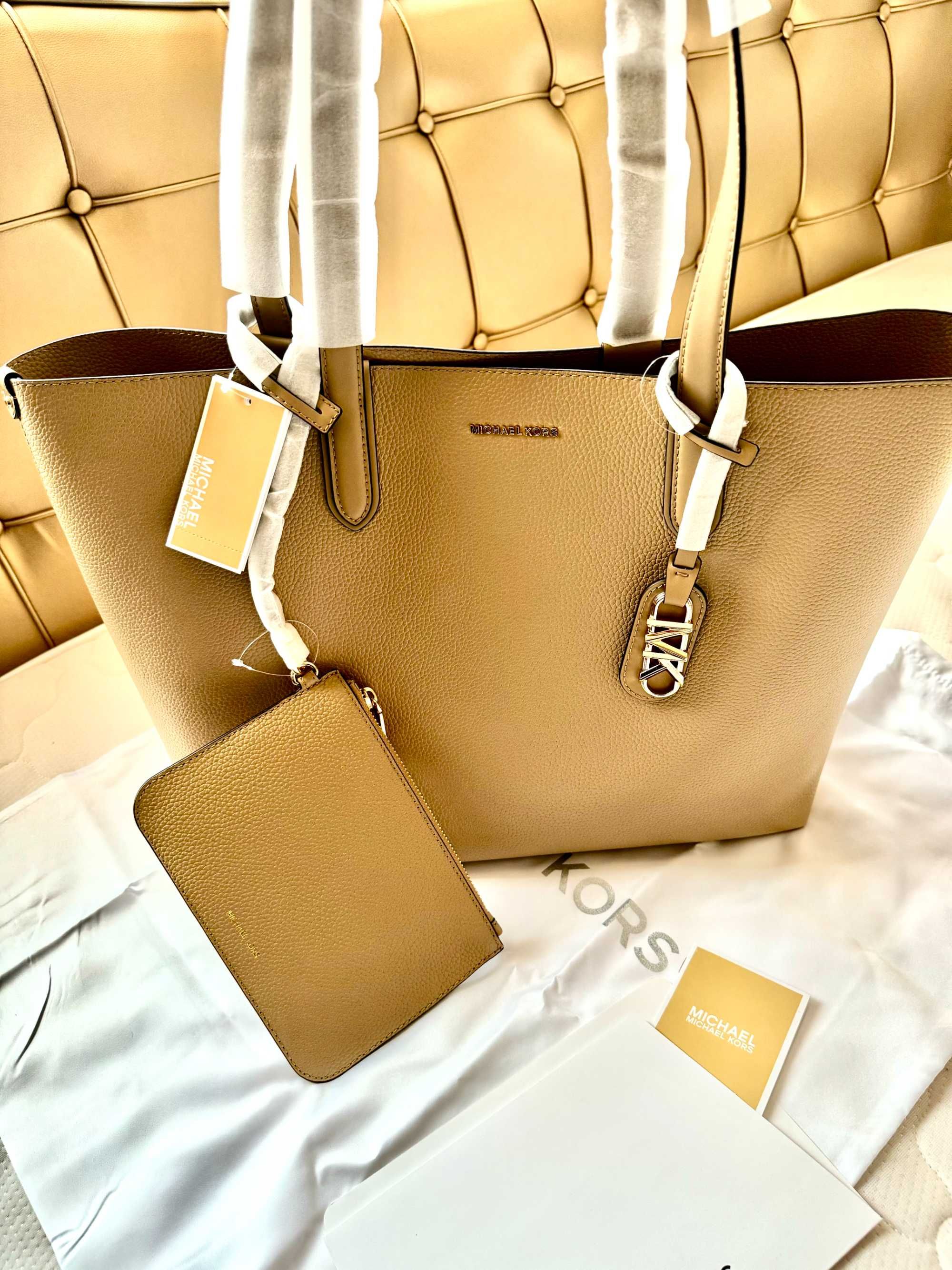 Geanta bej MICHEL KORS, noua, ORGINALA, model Eliza XL tote/shopper