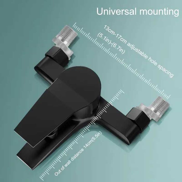 baterie dus otel inoxidabil negru sau argintiu, prindere perete