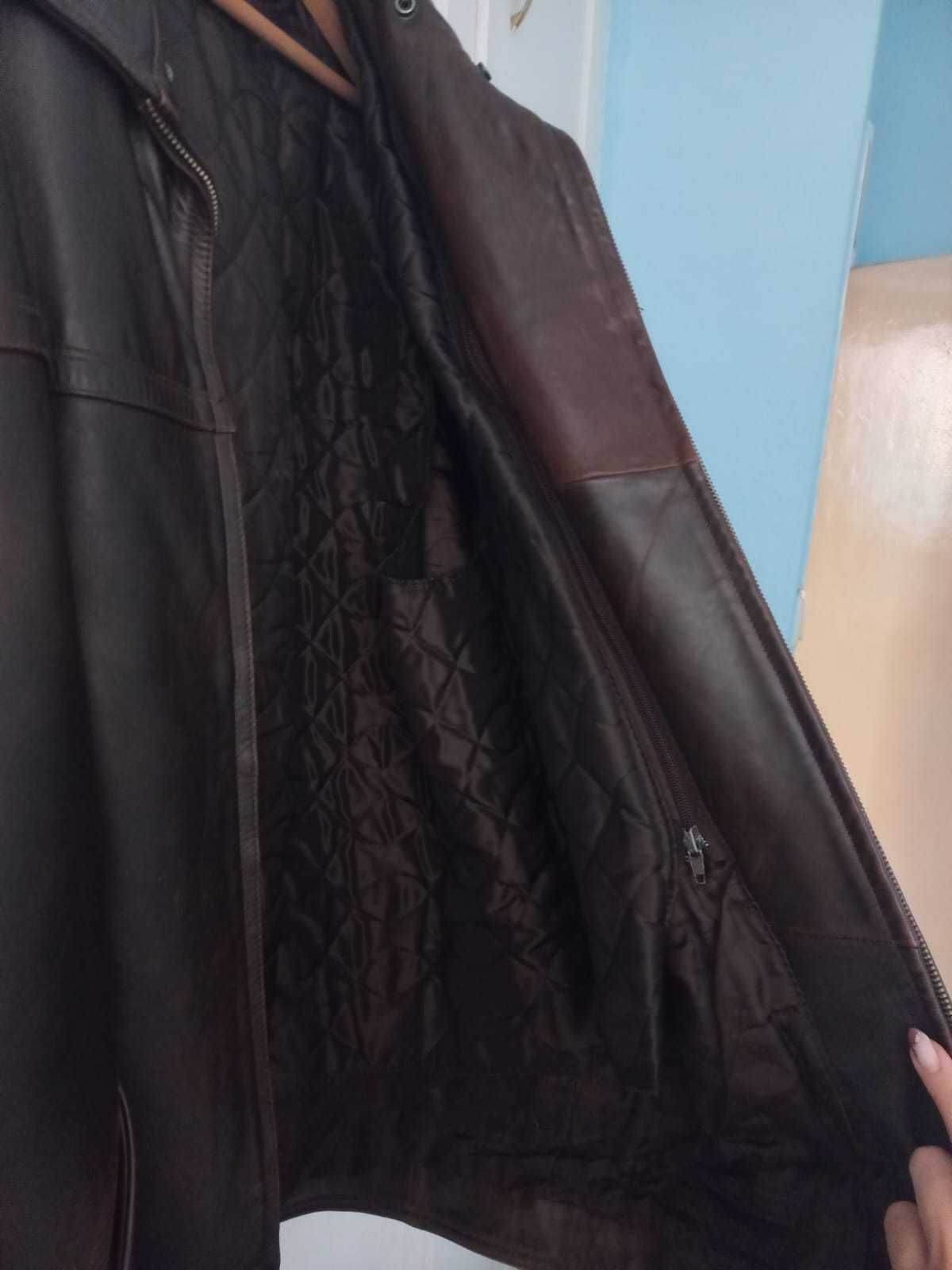 Тъмнокафяво мъжко яке от естествена кожа размер XL
