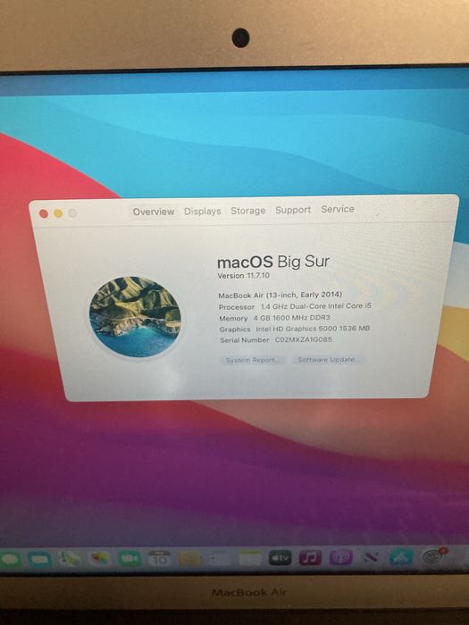 Laptop MacBook Air Early 2014; Pata ecran