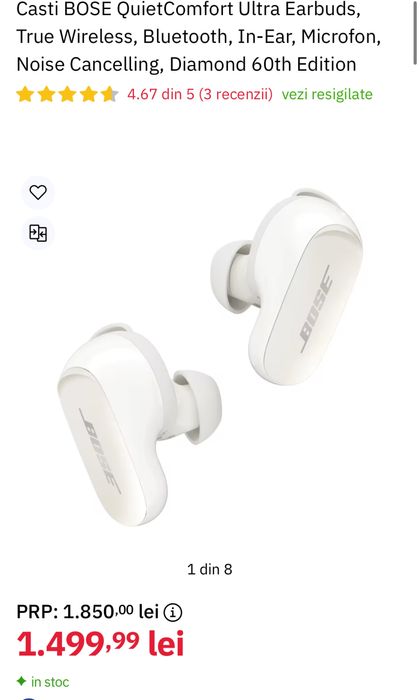 BOSE QuietComfort Ultra Earbuds, autentice, sigilate, transport INCLUS