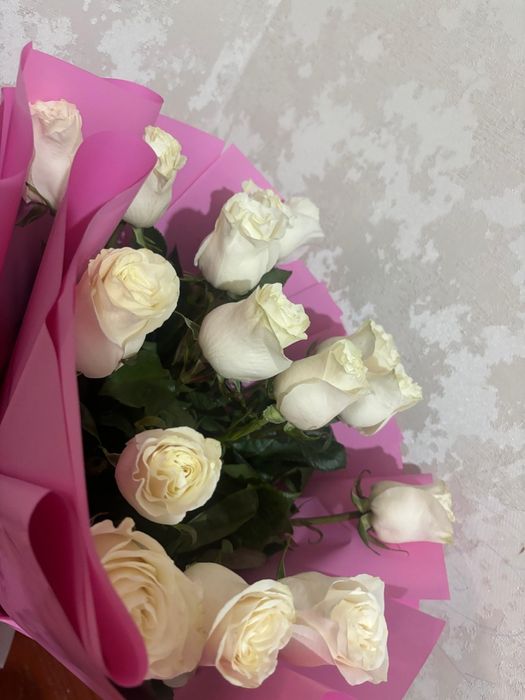 Цветы, белые розы, свежие