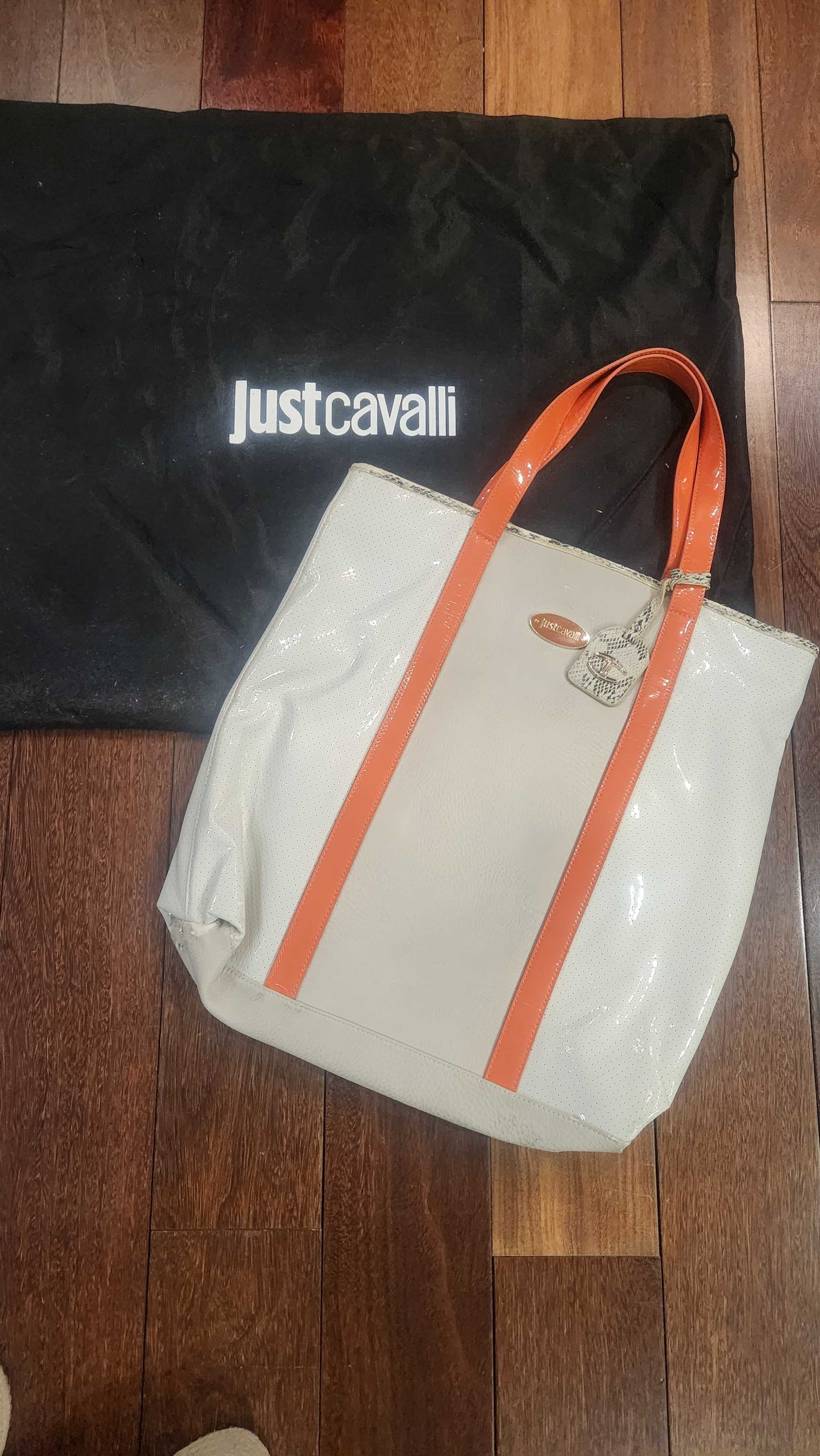 Just Cavalli, бяло и оранжево, Голяма лятна чанта