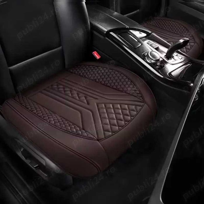 Huse scaune auto fata, doar sezut, maro 2 buc., piele PU -noi.