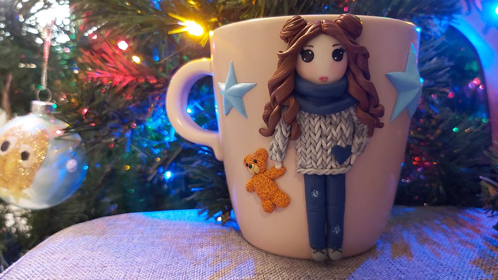 Cadou pentru fetite, sotie/iubita cana papusa handmade