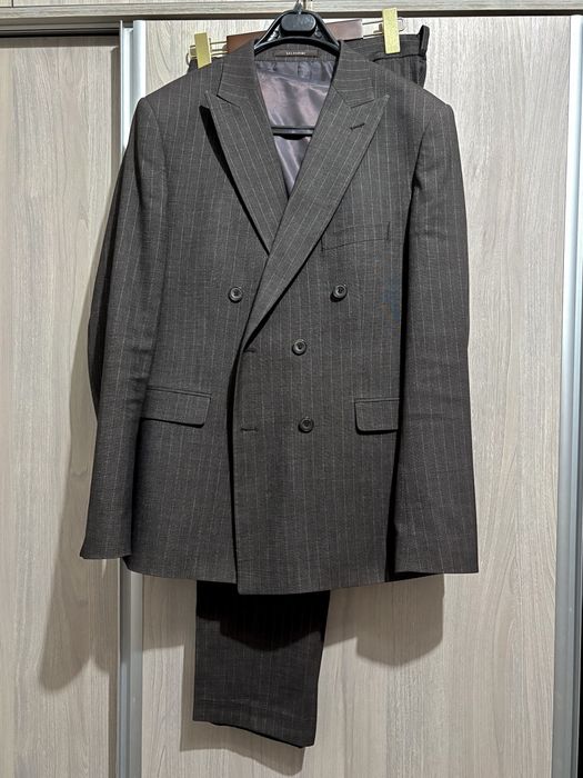 Костюм тройка, коричневый, двубортный