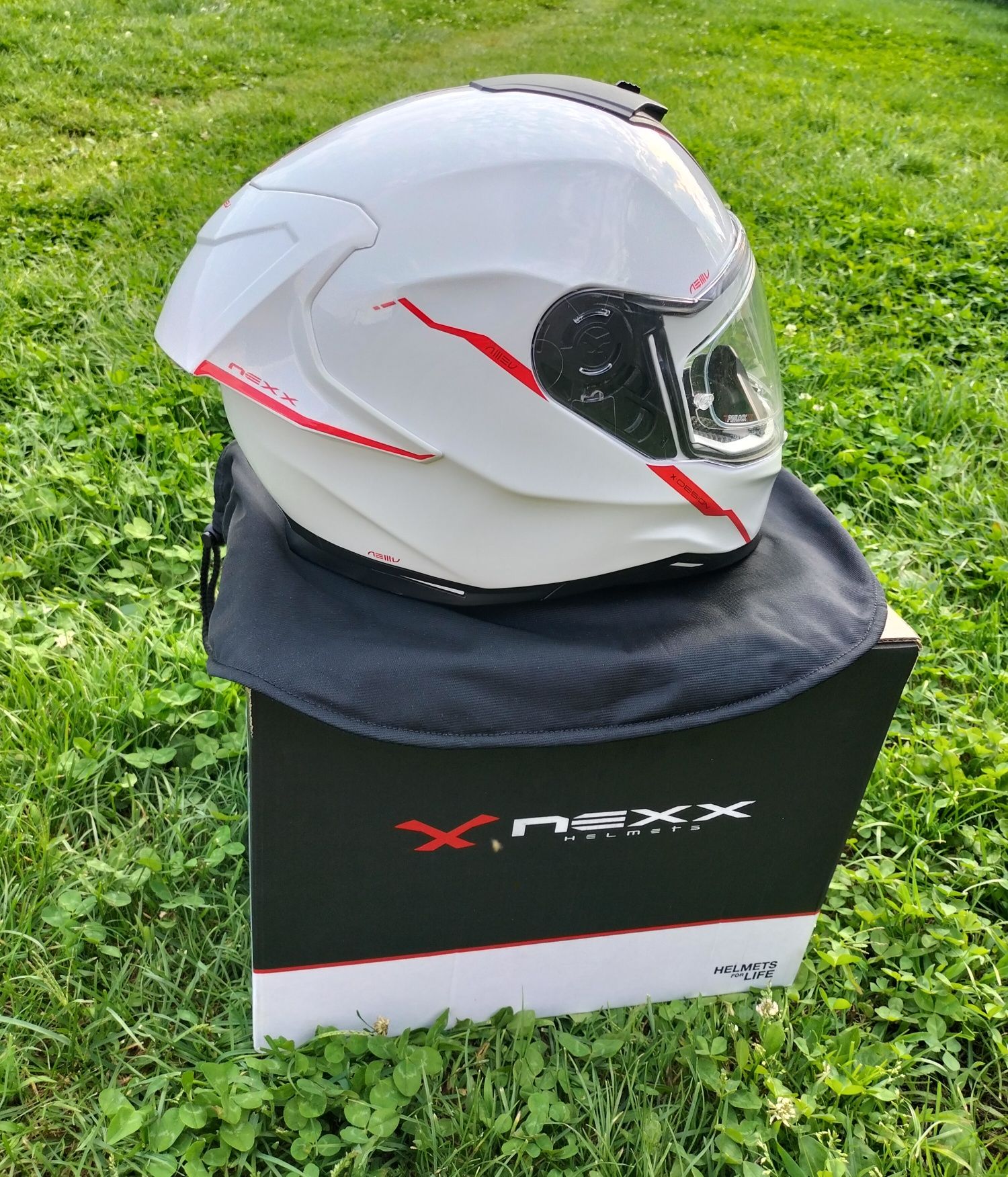 Casca moto Nexx SX.100R Shortcut White/Red (pinlock inclus) mărimea S