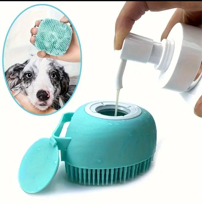 Силиконова четка за подстригване на домашни любимци с масажиращи топки