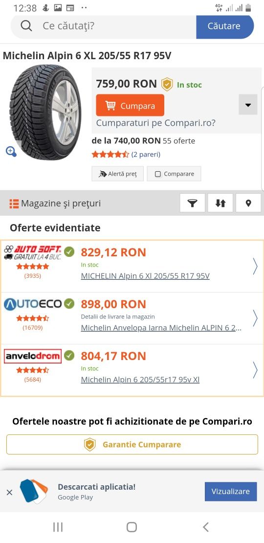 Michelin 205/55 R17 95H M+S iarnă NOI