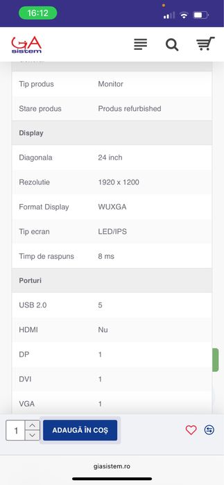 Monitoare Dell led 24inch