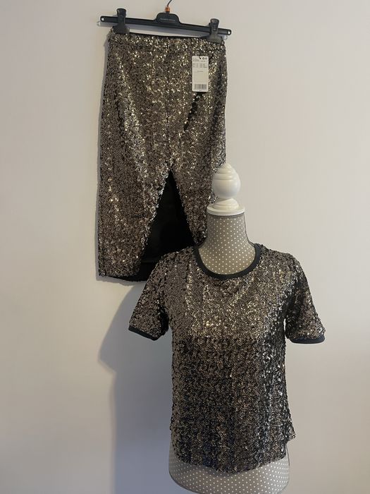 Set Mango bluza fusta paiete XS