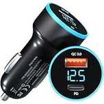 Incarcator Rapid Priza Telefon Auto USB + 1 Type C Negru cu Afisaj