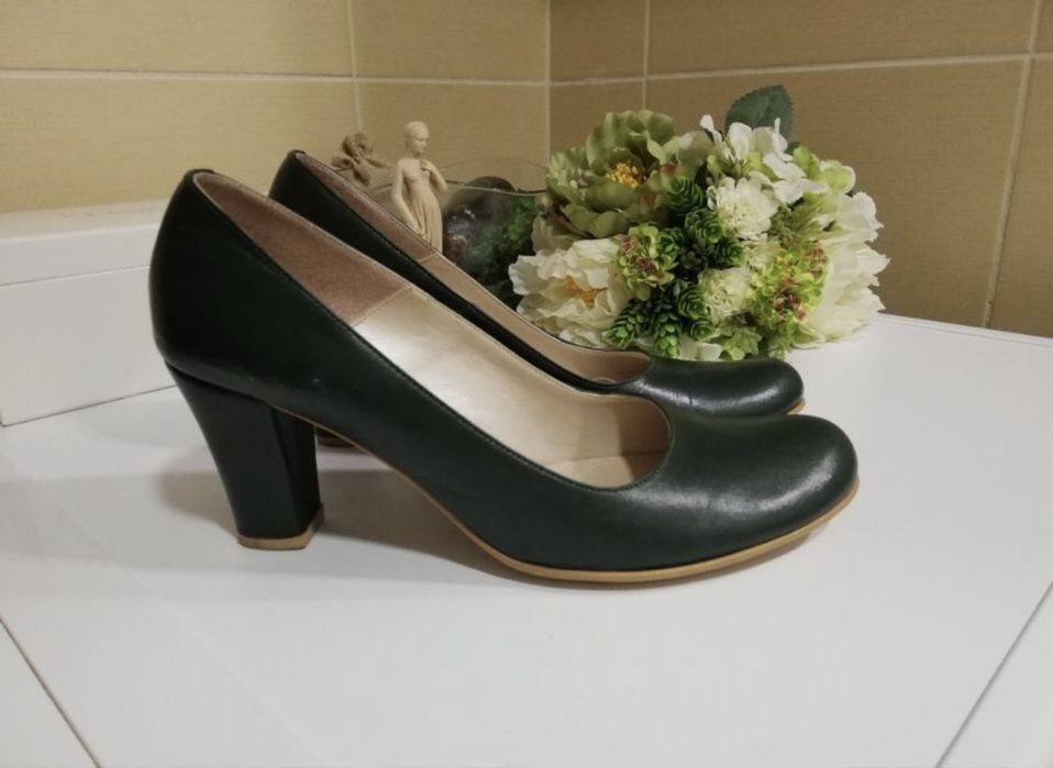 Pantofi verde piele 38