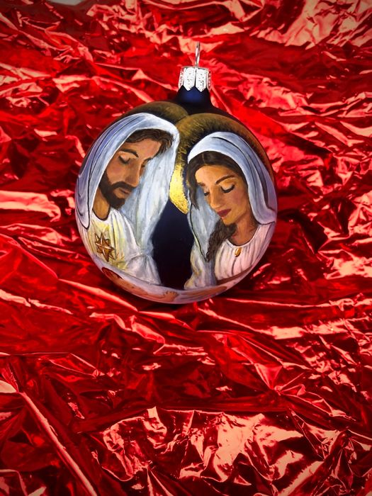 Glob de sticlă pictat manual- Nașterea Domnului