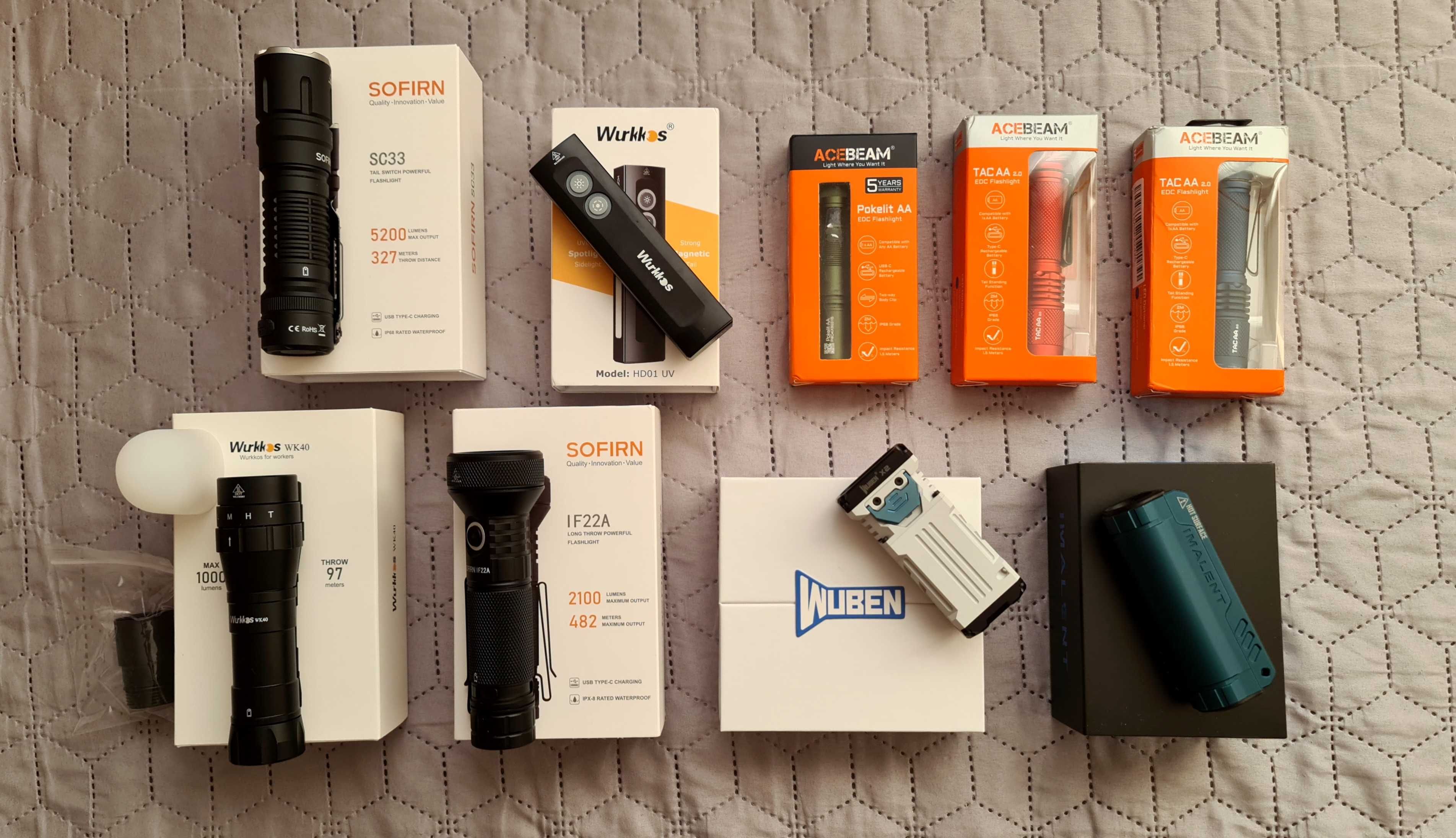 Колекция фенери wurkkos sofirn olight imalent acebeam wuben