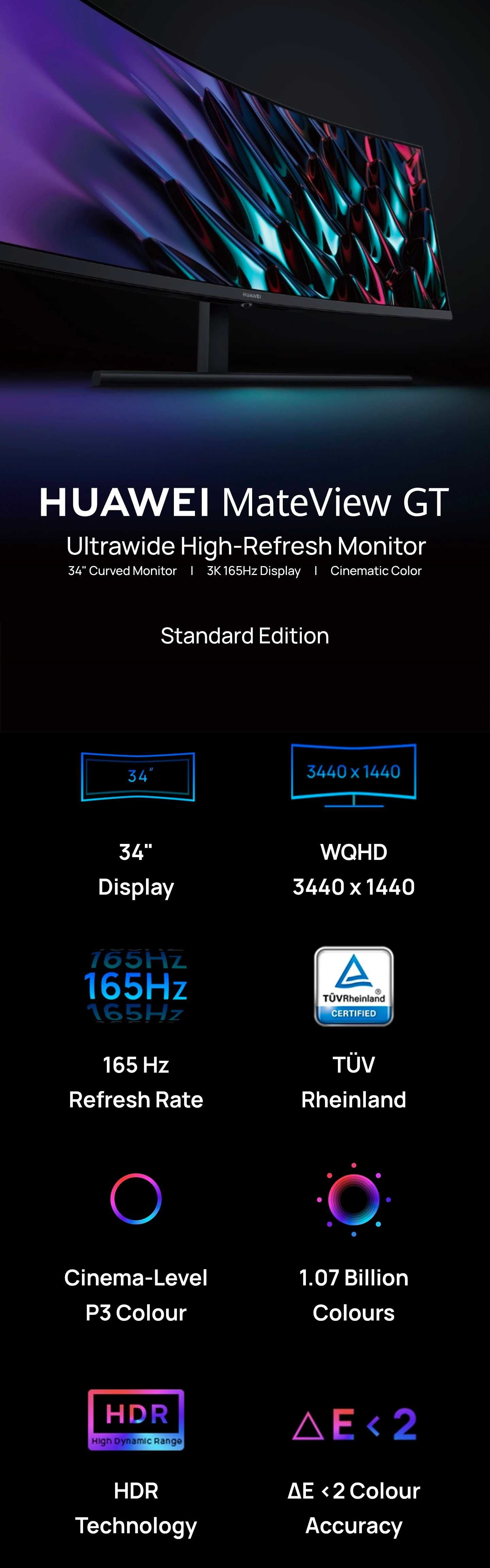 Huawei MateView GT 34" UltraWide 165Hz (Standard Edition, ZQE-CBA)
