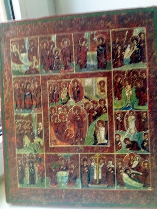 Icoană rusească veche pictată pe lemn