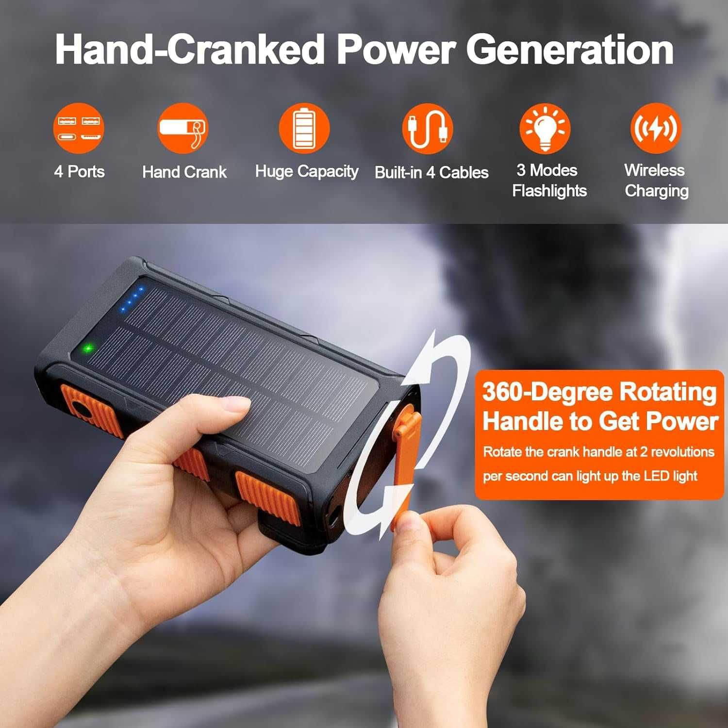 Power Bank Solar 26800 mAh USB-C 15 W PD 3A Quick Charger