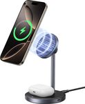Зарядно устройство UGREEN MagFlow MagSafe, безжично Qi2 15W 2 в 1