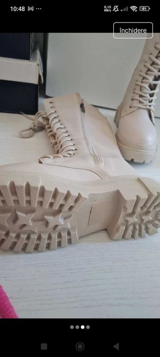 Cizme inalte sub genunchi alb bej siret stil tenesi