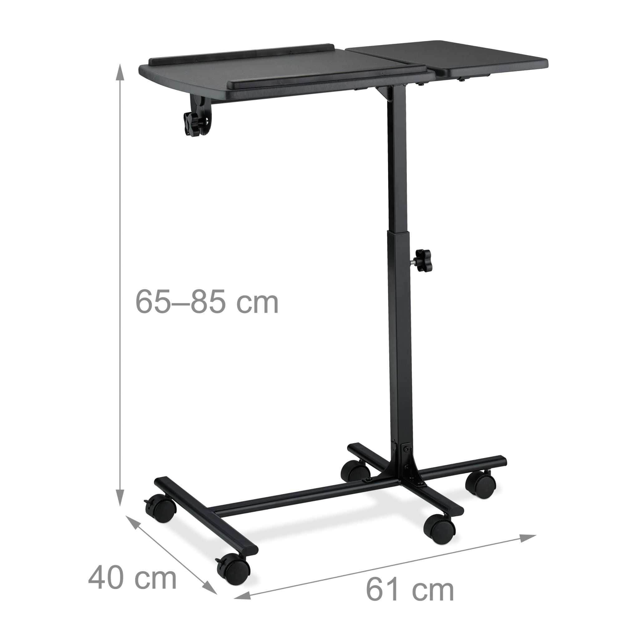 Suport pentru laptop inaltime reglabila roti rotativ negru 85x60x40cm