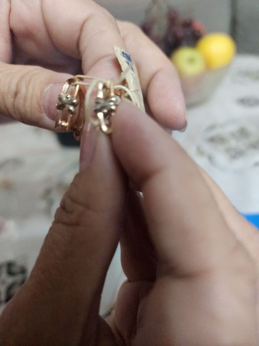 Серьги женские сплав белого золота и золота