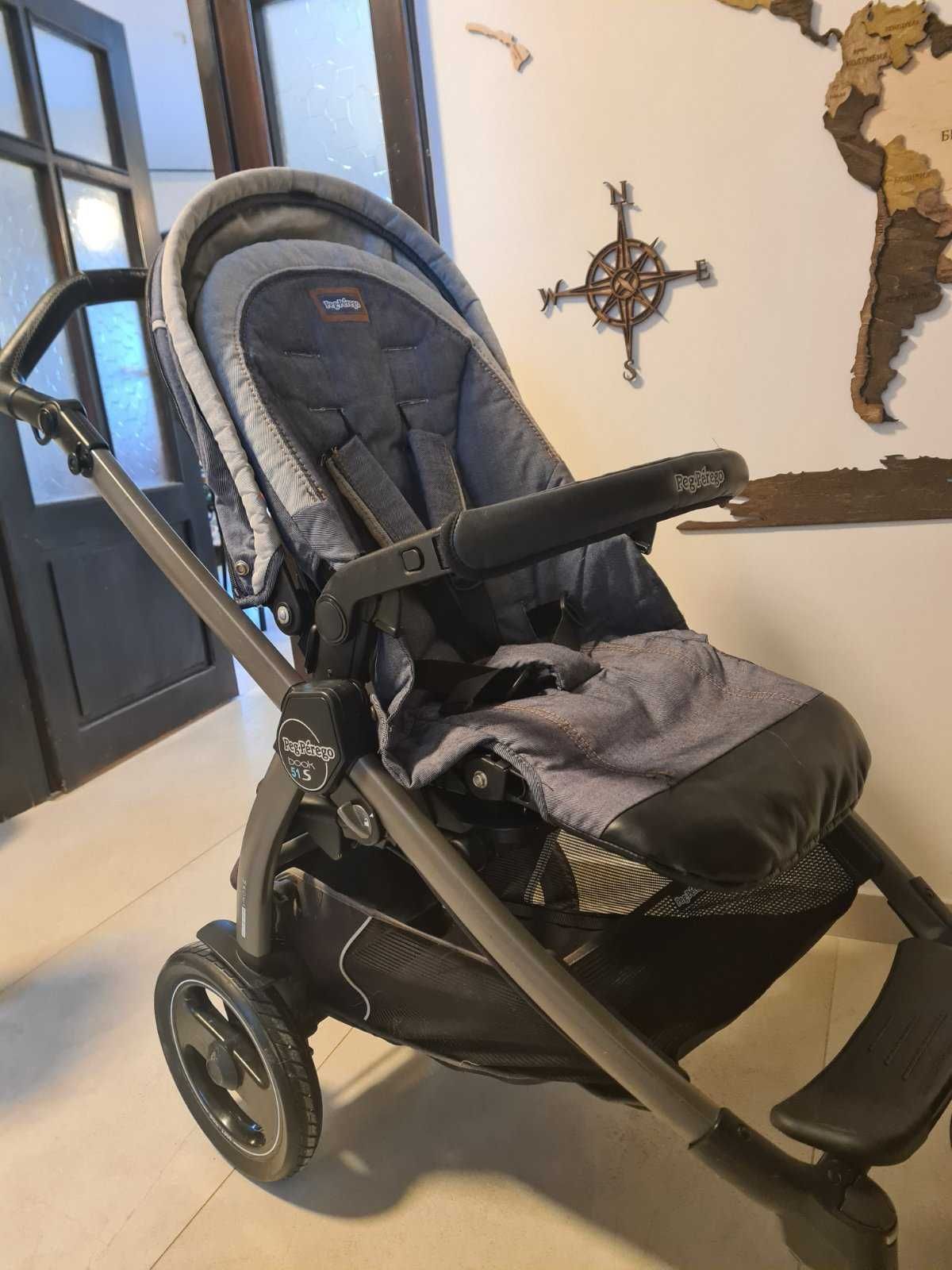 Детска количка 3в1 (вкл. изофикс база) Peg Perego Book 51S, Blue Denim