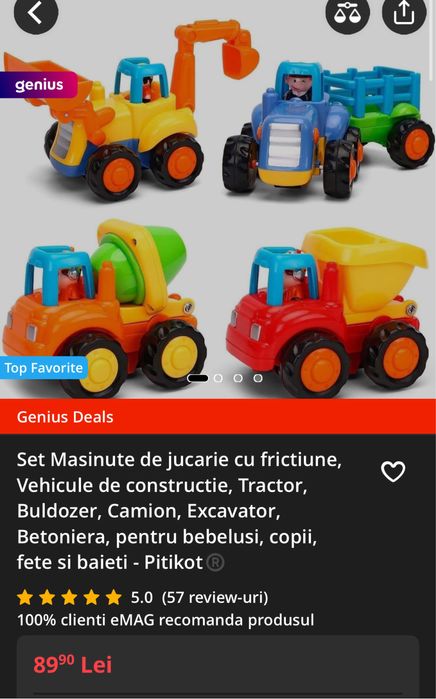 Tren lemn de stivuit Melissa & Doug si masinute Ikea, 18 luni+