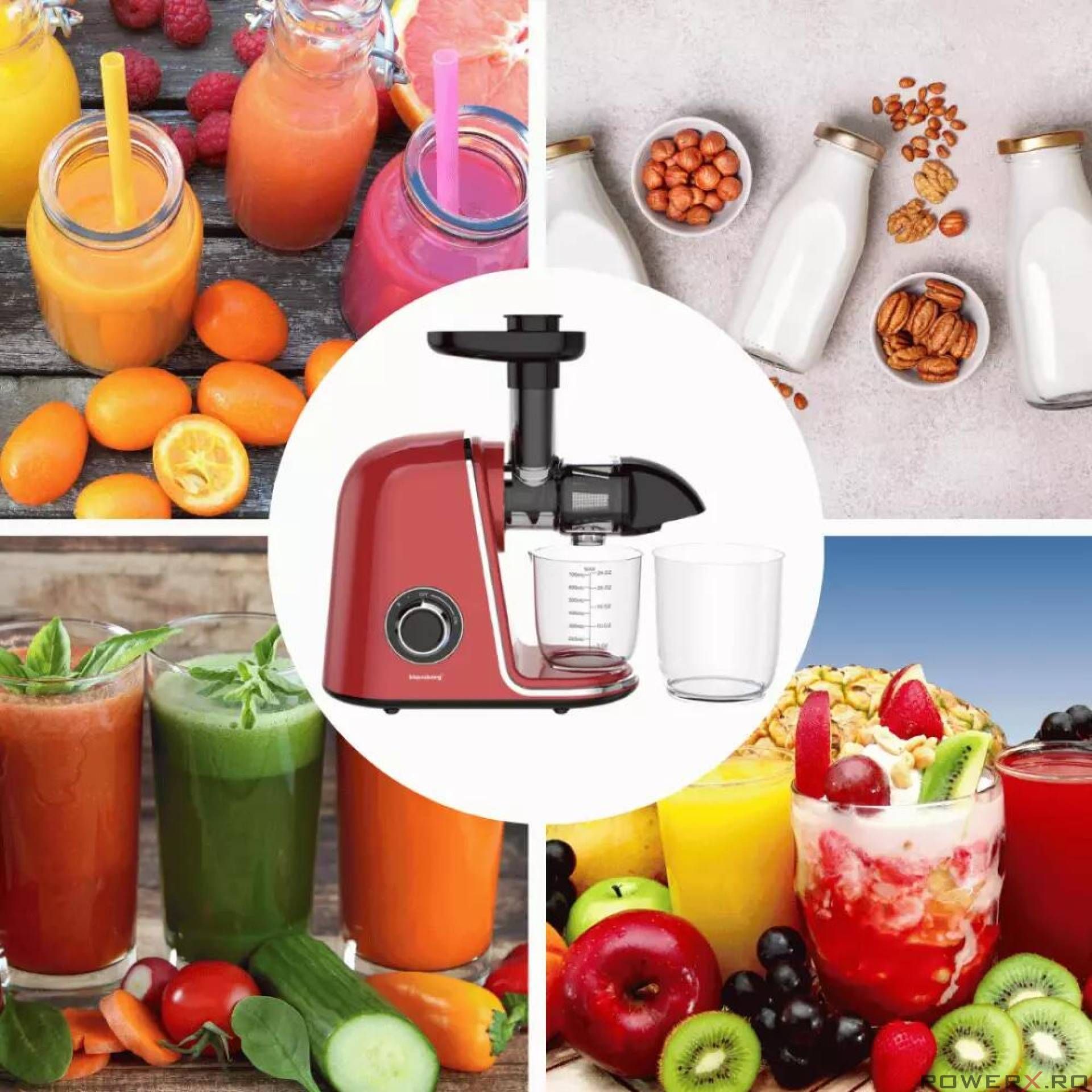 Storcător pentru fructe și legume, orizontal, rosu, putere 150 W,