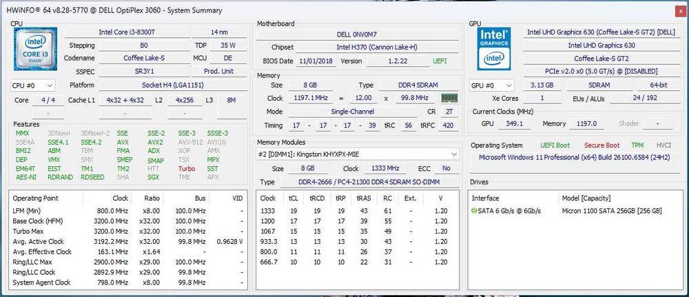Mini PC Dell OptiPlex 3060 i3-8300T, 8GB ram