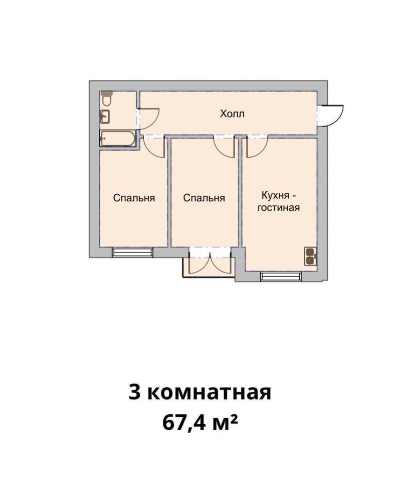 Квартира ЖК Via Port 3/7и8/8 67,4 кв.м