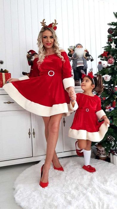 Set rochii elegante mama-fiica  din catifea