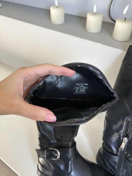 Черни ZARA кожени боти ботуши  Casadei City