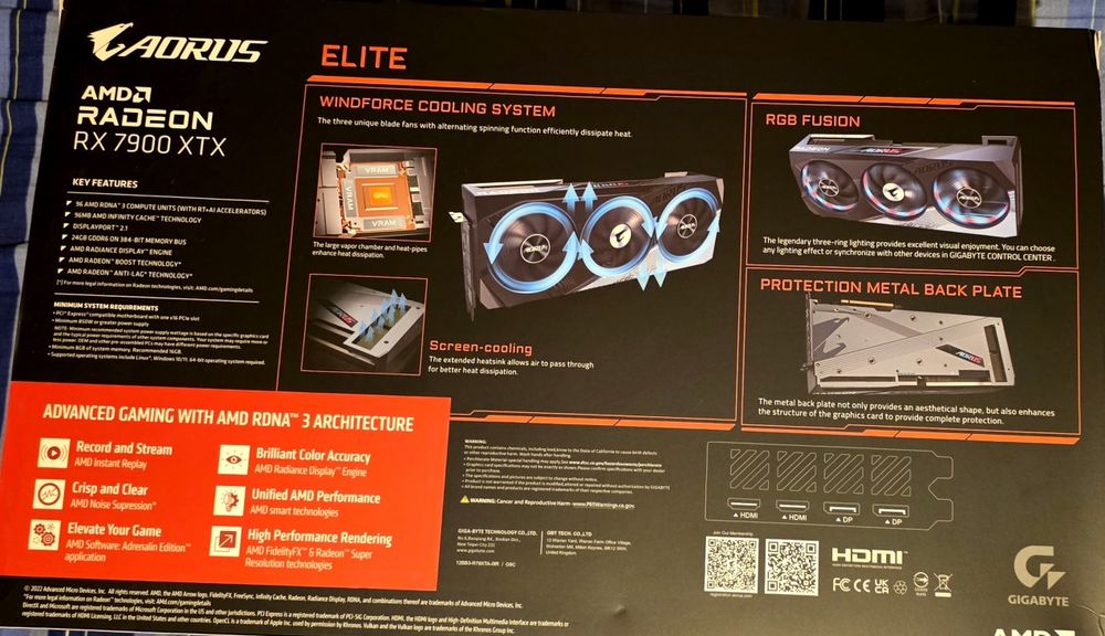 Видеокарта Gigabyte Aorus Elite RX 7900 XTX 24GB(в гаранция!)