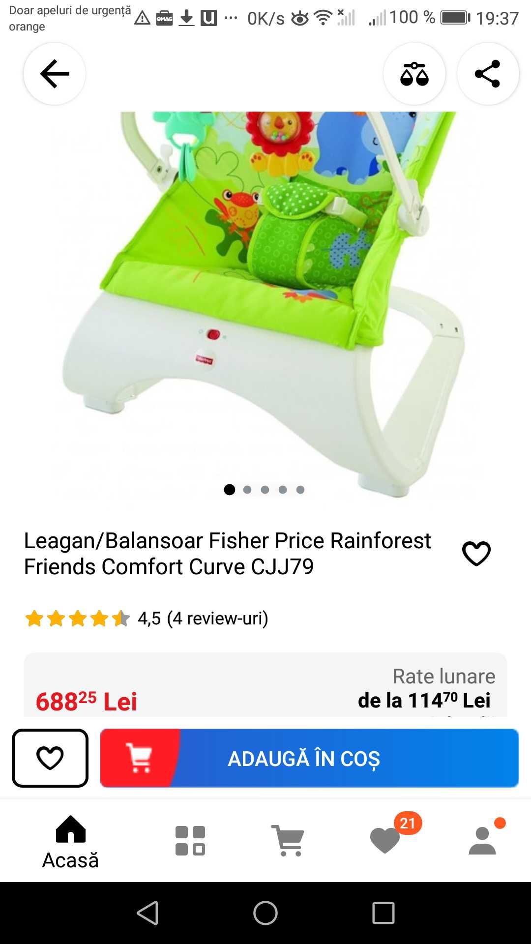 Balansoar Fisher Price 0-9 luni