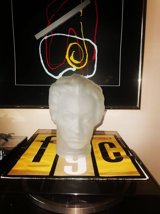 Фигура глава бюст стъклен декор поставка стойка за слушалки 50те год.