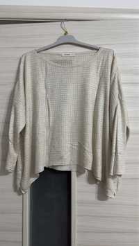 Bluza sport dama, ivory (alba), cu maneca lunga, Stradivarius