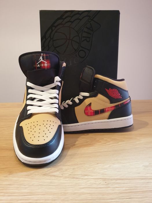 Air Jordan 1 Mid Tartan Swoosh 40 100% originali