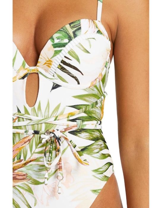 Costum de baie crem cu imprimeu River Island mas 36/S nou cu eticheta