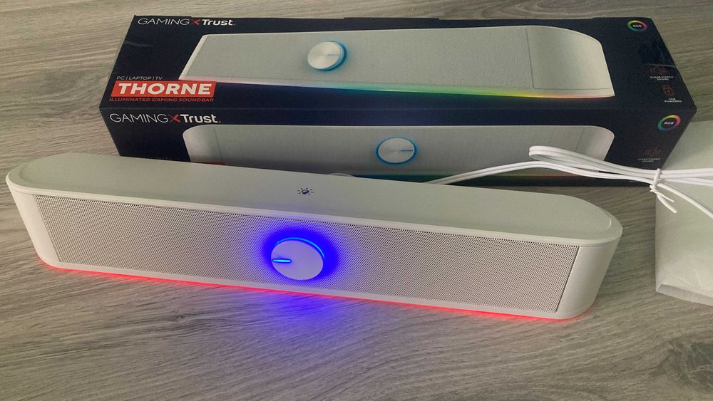 Soundbar Gaming Trust Thorne, RGB, Alb
