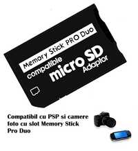 Adaptor card microSD la Memory Stick MS Pro Duo pt PSP camera Sony