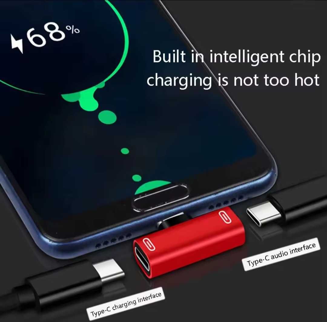 Adaptor spliter 2x usb c, incarcare si transfer de date