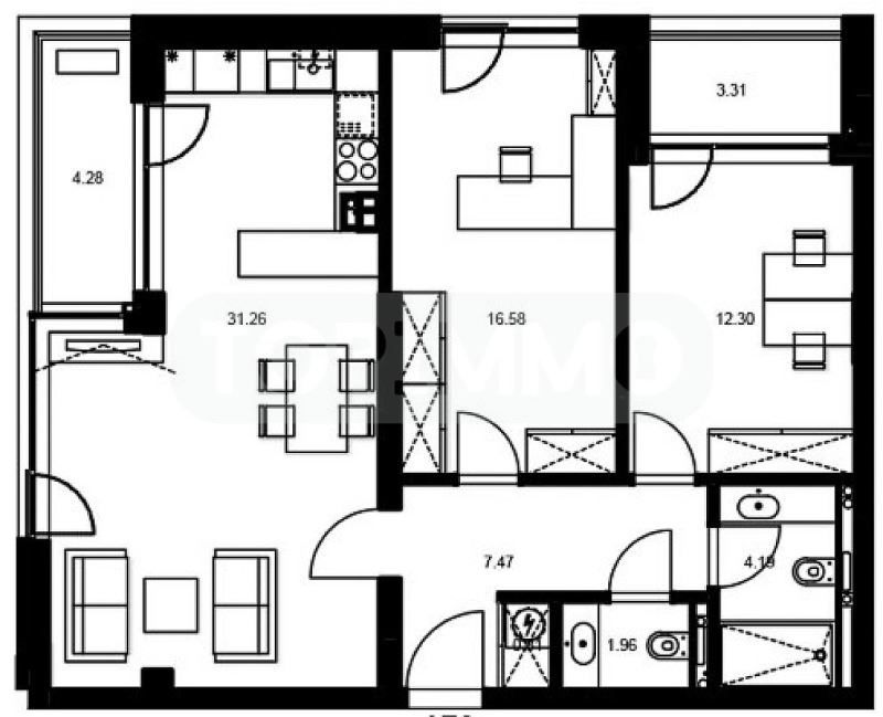 Продава се Тристаен апартамент в Варна, Цветен квартал - 107 кв.м за 1918 €/кв.м - Снимка #3
