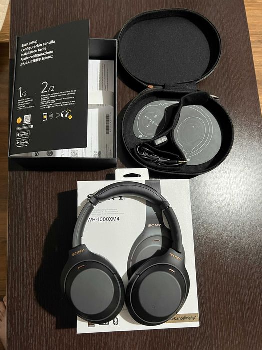 Casti Over the Ear Sony WH-1000XM4B, Wireless, BT, NC, Microfon, Negru