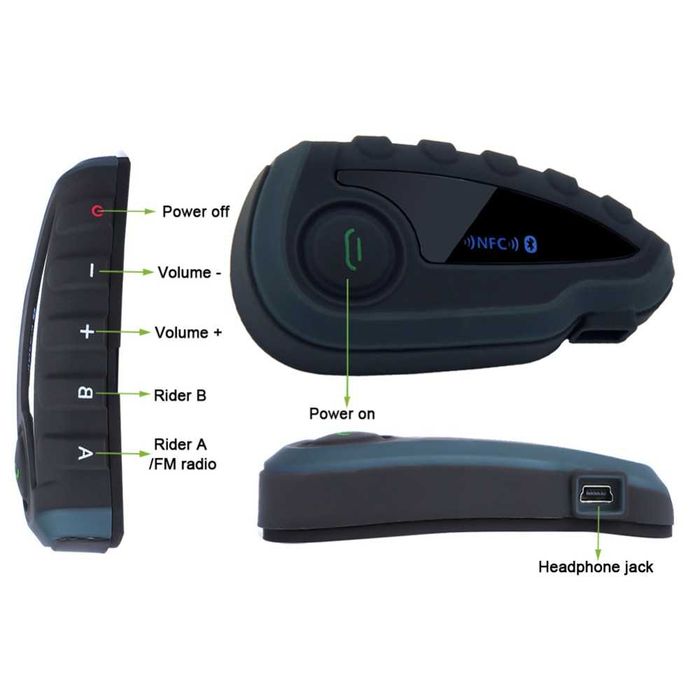 Cască motocicletă Vnetphone BT Interfon FullDuplex Walkie-talkie 1200m