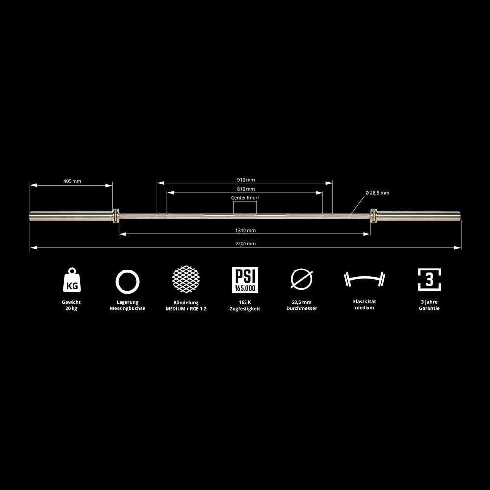 Олимпийски Прав Лост 220 см – 20 кг ATX Training Hybrid Bar, Лостове