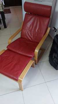 Scaun relaxare din piele roșu