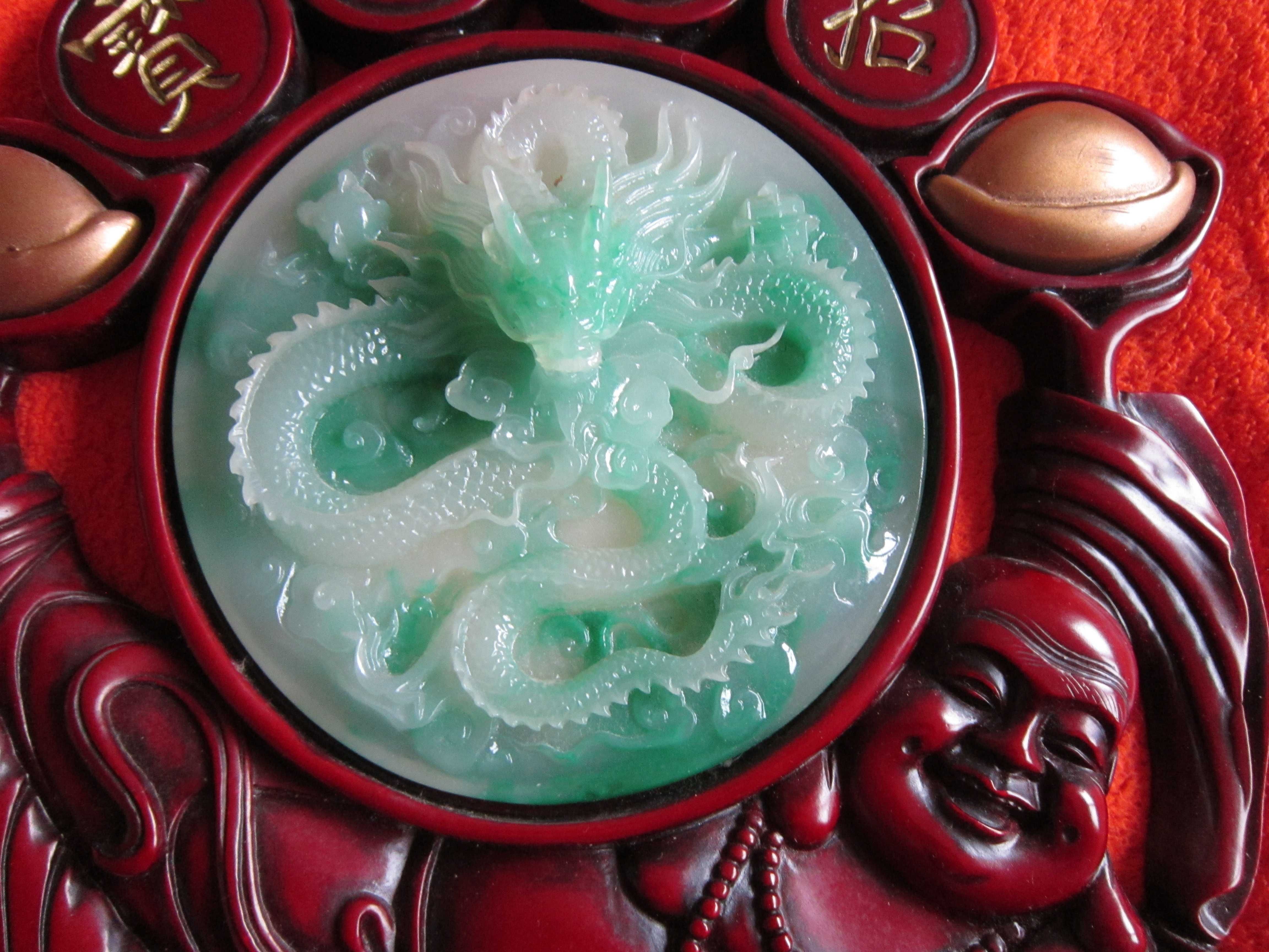 decoratiune mare 1,2 kg Buddha Dragon Nod Rosu Noroc Succes China 1980